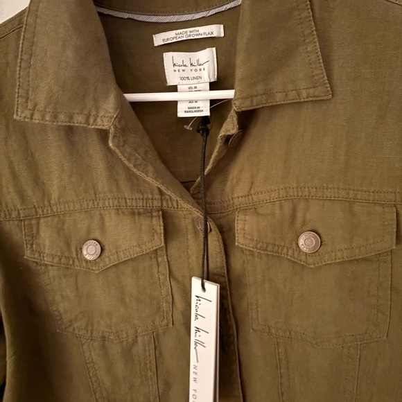 Nicole Miller Linen Khaki Utility Jacket/Top - Picture 3 of 5